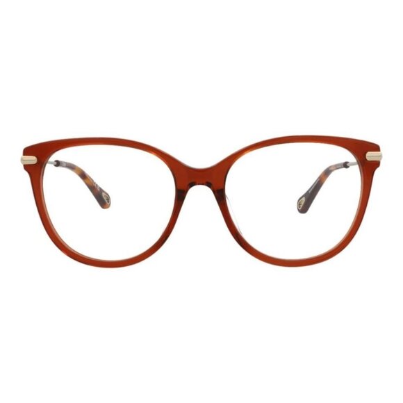 Chloé Womens Cat Eye Brown Gold Transparent Fashion Designer Eyewear - Picture 1 of 4